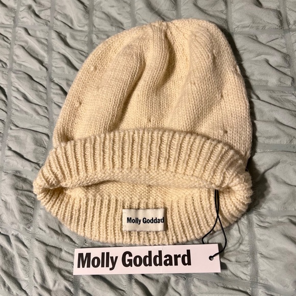 MOLLY GODDARD Cream Knit Hat. Lambs wool, made in Scotland. - Picture 3 of 3